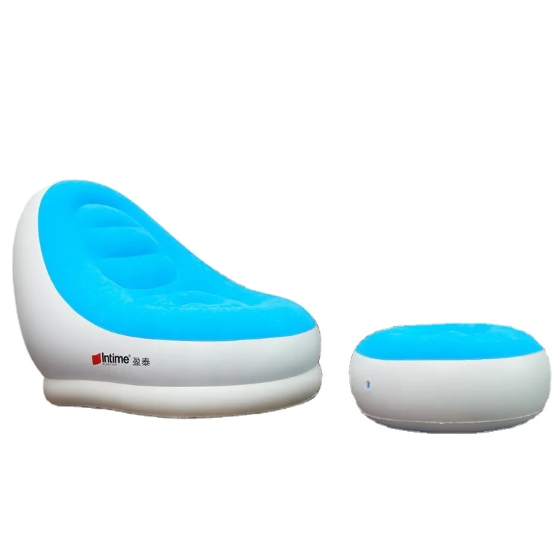 Living room bedroom furniture Type flocking inflatable lounge sofa bed with foot rest