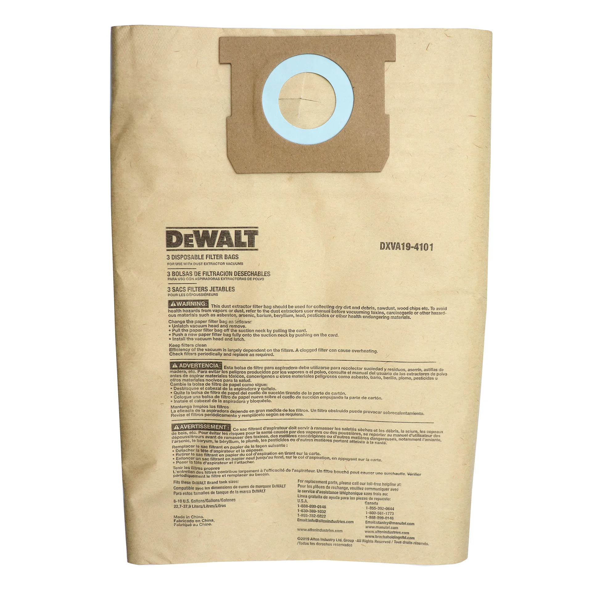 Vacuum Cleaner Paper bags Fit for DEWALT DXVA19-4101,Fit for 6-10 Gallon Wet/Dry Vacuum Cleaners Replacement Filter Bags