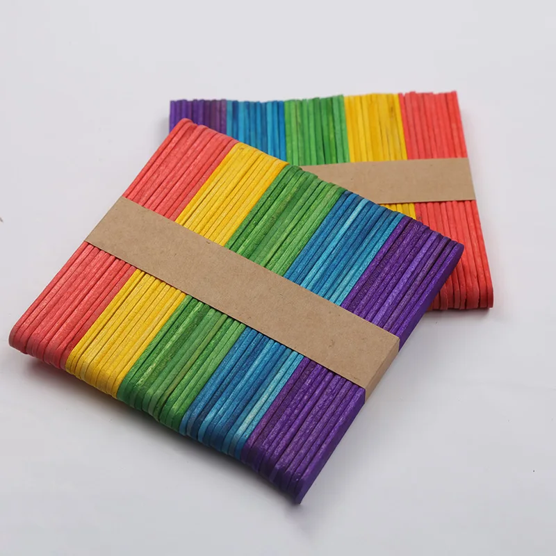 114mm Wooden Biodegradable DIY Coloured Ice Cream Sticks for Fun