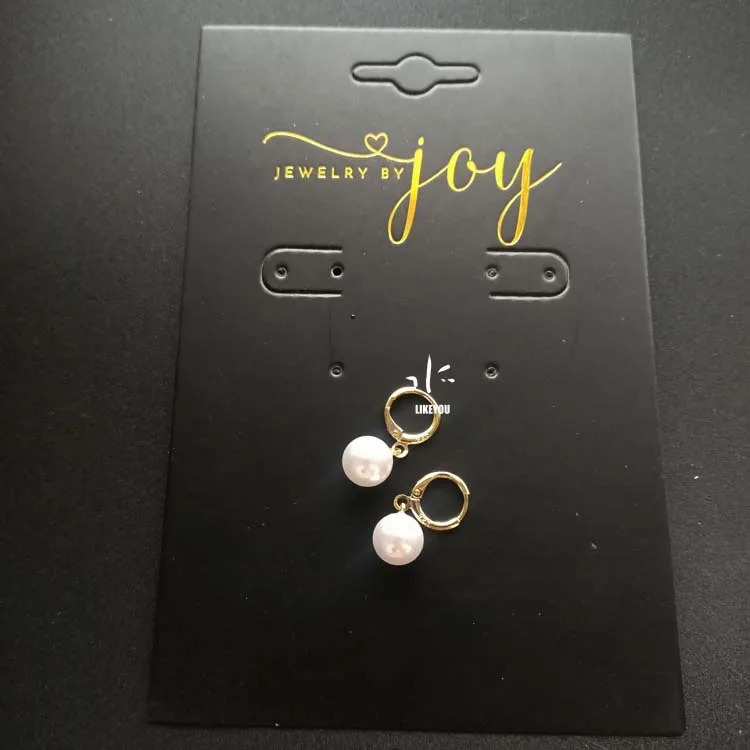 Custom Rose Foil LOGO Standard 300 gsm Paper Hook Necklace Holder Packaging Jewelry Display Card with Punches Hole