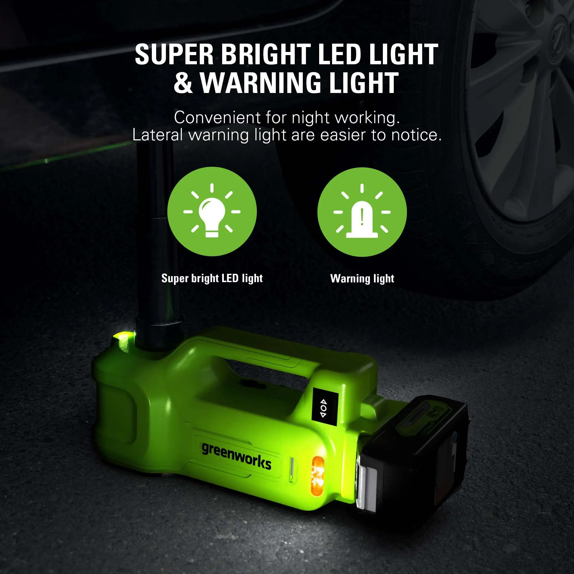 24V Cordless Battery Car Jack Kit, 3 Ton Max Loading For Vehicle Weight, Hydraulic Jack with 2.0Ah Battery and Charger