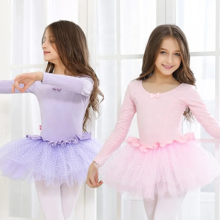 Хит продаж детский осенне-зимний элегантный балетный костюм с пышной газовой юбкой Танцевальный Костюм Детское Пышное