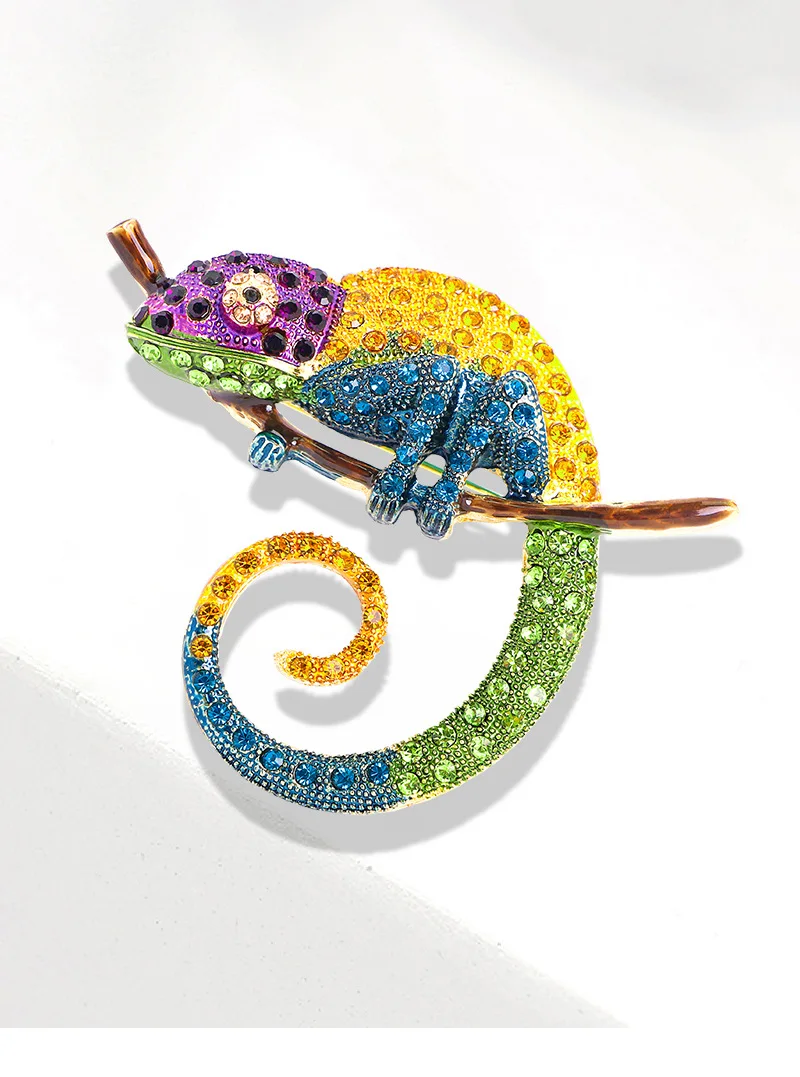 Luxury Lizard Chameleon Animal Brooch Pins Clothing Accessories Corsages Scarf Clip Fashion Brooches for Mens Womens Suits