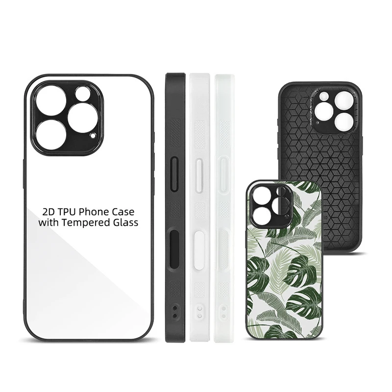 2D Blank Sublimation TPU Phone Case with Tempered Glass insert