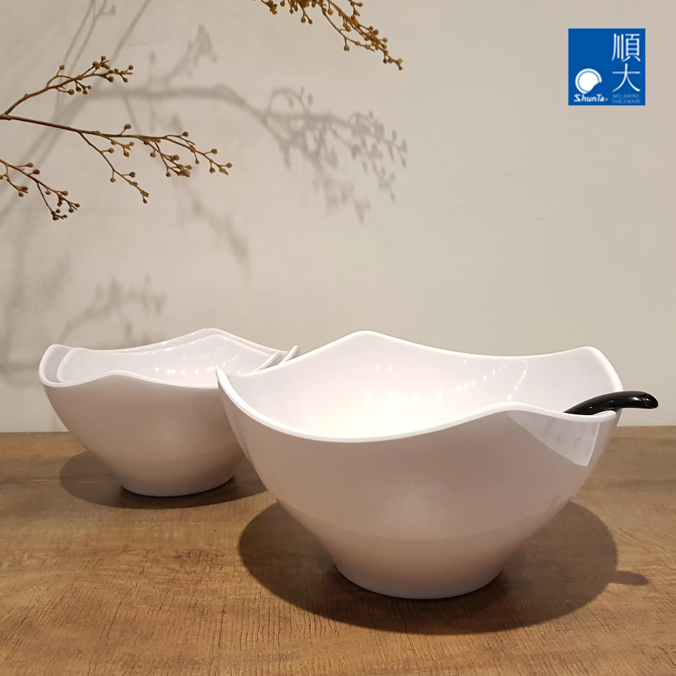 Melamine Round White Bowl Hot Pot Vegetable Salad Mixing Unbreakable Reusable Bowl for Restaurant