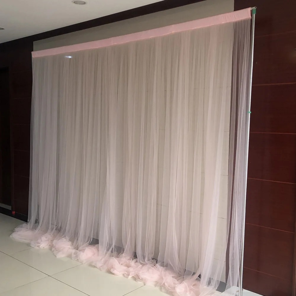 Ivory Tulle Chiffon Backdrop for Bridal Wedding Ceremony Curtains Photo Booth Background Newborn Baby Shower Party