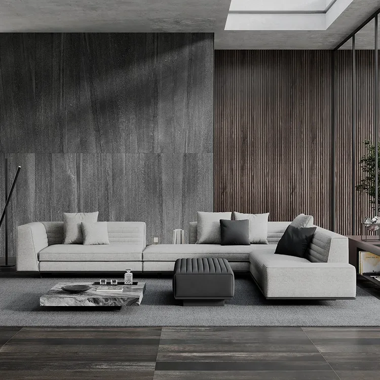 Italian living room corner sofa set furniture high end home fabric sectional Minimalism sofa set design