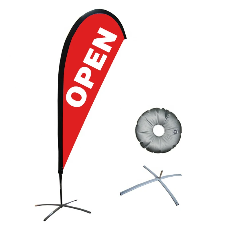 Custom Outdoor Fiberglass Flagpole with Iron Spike Base and Water Bag for Automotive Insurance Racing Flags Beach Flags etc.