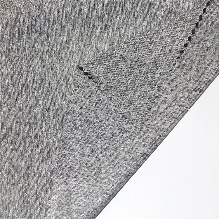 Lightweight Stretch 47% Nylon 33% Poly 12%Metallic 8% Elastane Jersey knitted Fabric For Sportswear