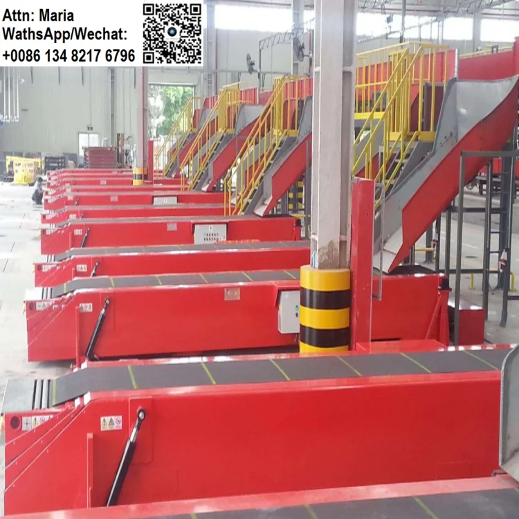 Shanghai muxiang truck container loading unloading conveyor belt system/ mobile gravity carbon steel telescopic belt conveyor