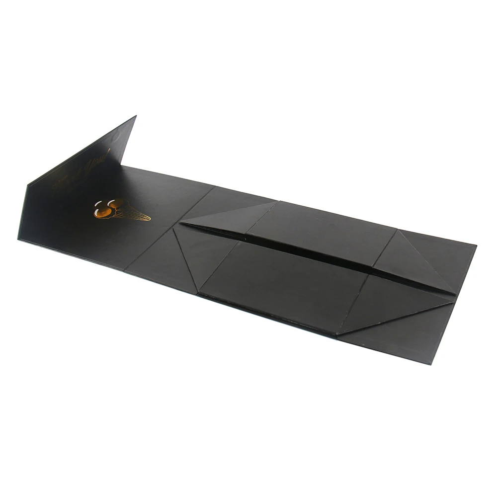 Custom Flat Shipping Magnetic Closure Black Foldable Gift Box Paper Packaging Boxes For Storage Tea Cloth Shoes