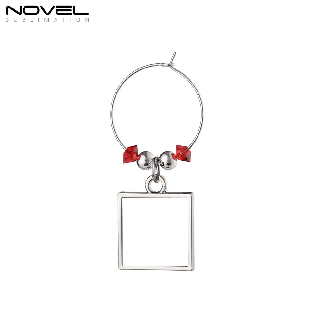 Diy Blanks Zinc Alloy Custom Sublimation Wine Glass Bottle Opener Ring Charms Bar Accessories Key Ring Pendants