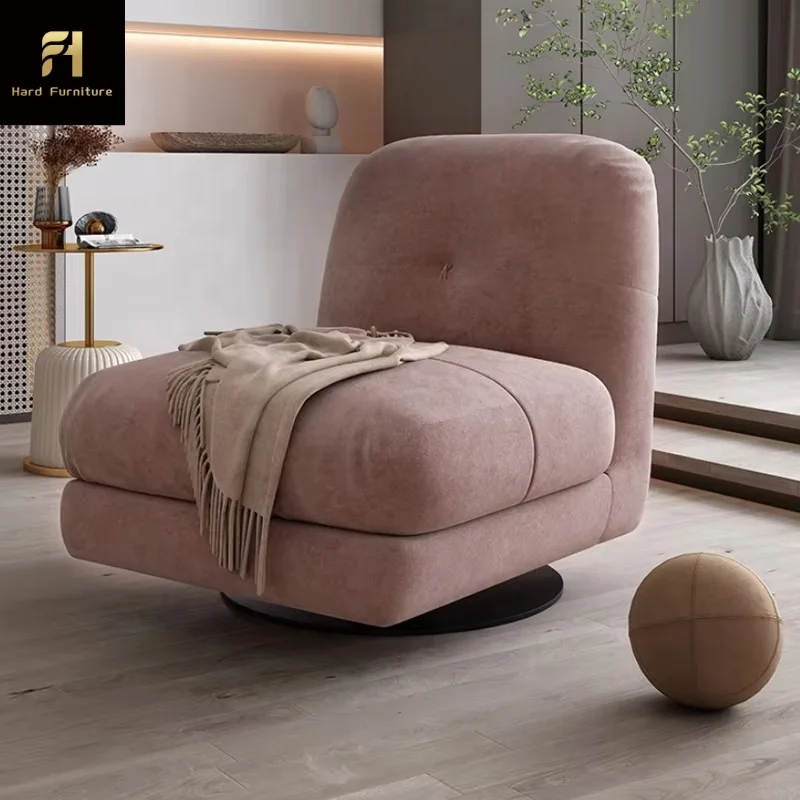 Italy Luxury Rotatable Velvet Deep Seat Comfortable Chair Fabric Corner Single Living Room Sofa Chair