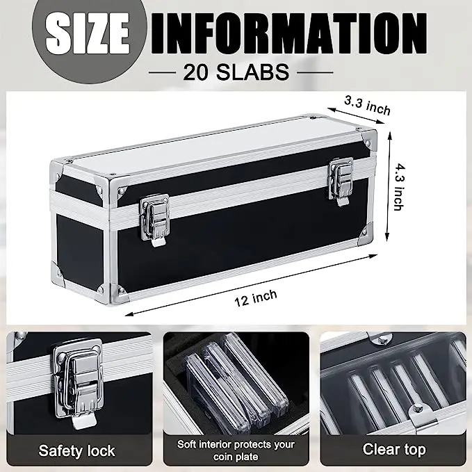 Hot sell slab coin holders with handle coin slab holder storage collection supplies slabbed aluminum coin storage box case