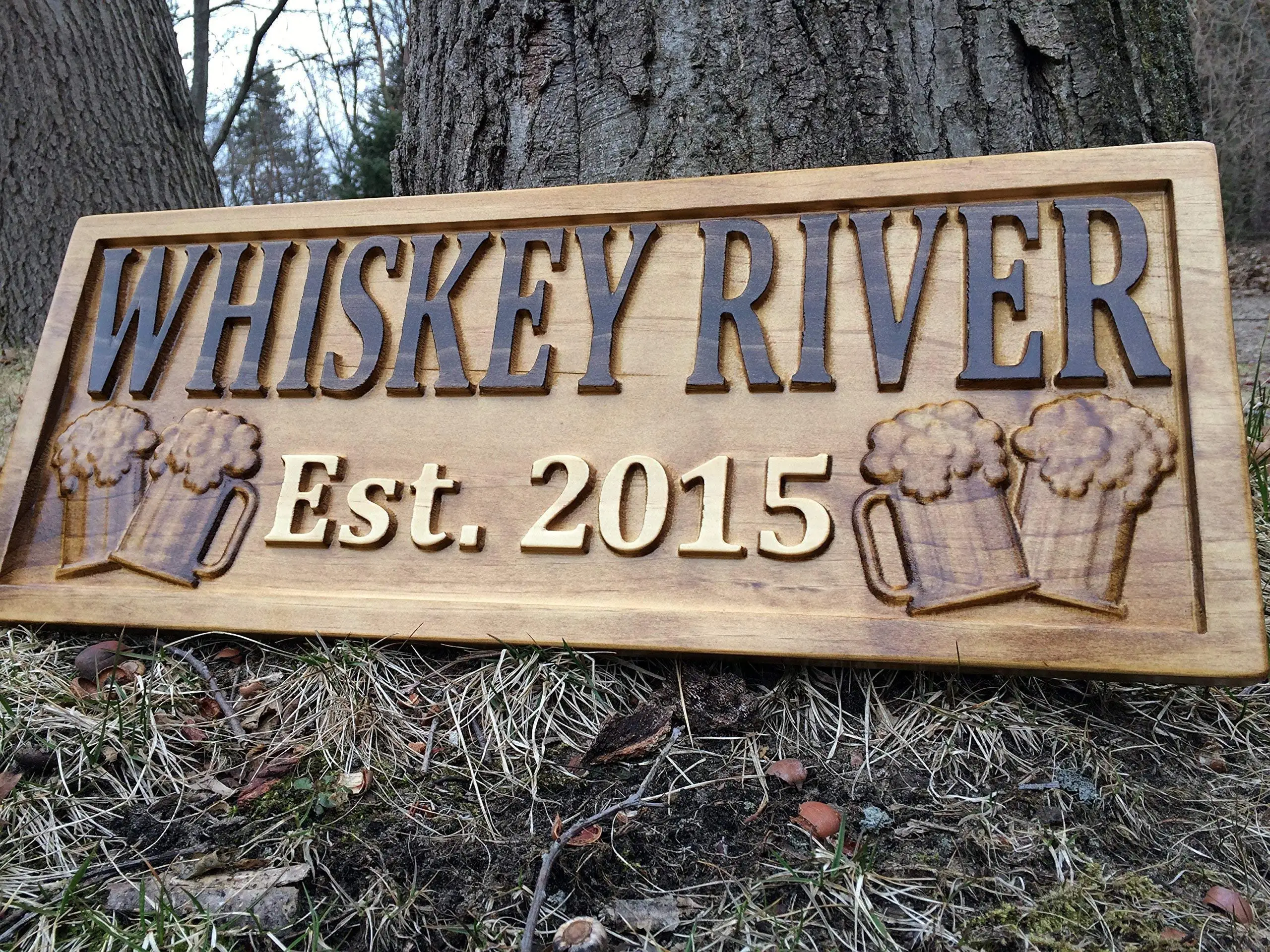 Personalized Bar Sign Rustic Home Decor Custom Carved Personalized Wood Groomsmen Gift Cabin Man Cave Sign