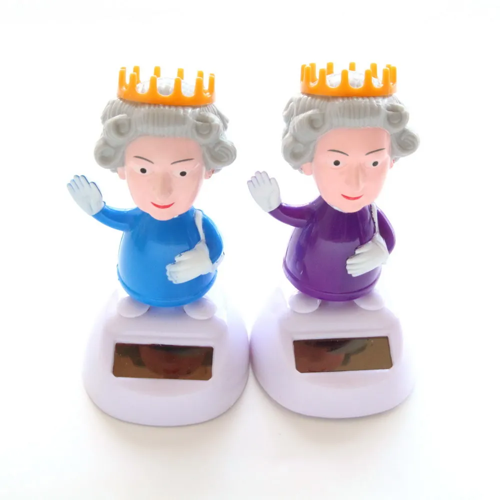 Wholesale custom British Queen design car decoration solar powered dance doll
