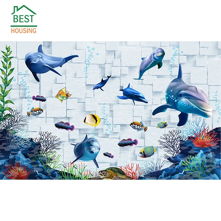 
Marine life 3d pictur kajaria bathroom tile wall dolphin 3d tile porcelain 