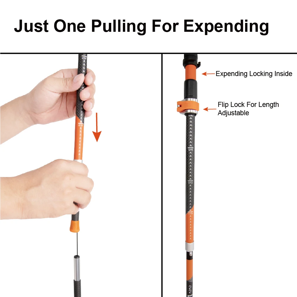 XTP XATP New Hot Sale 3K Carbon Button Lock Folding Collapsible Camera  Phone Tripod Monopod Mount Trekking Hiking Pole Stick