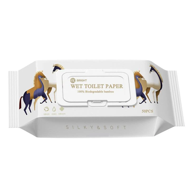 Customize Soft Hypoallergenic Flushable Wet Paper Cleansing Toilet Wipes 100% Biodegradable Bamboo Fabric OEM