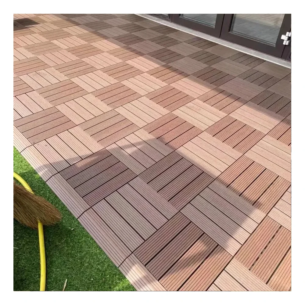 Contemporary WPC Outdoor & Indoor Decking Tiles Smooth Waterproof Wood-Plastic Composite Flooring for Garden Application