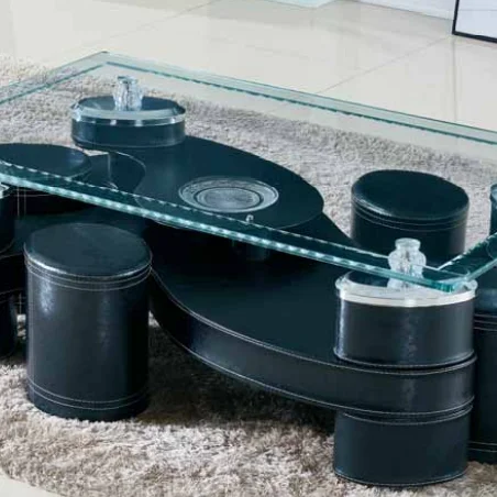 Top Quality Living Room Tempered Glass Coffee Table with stools