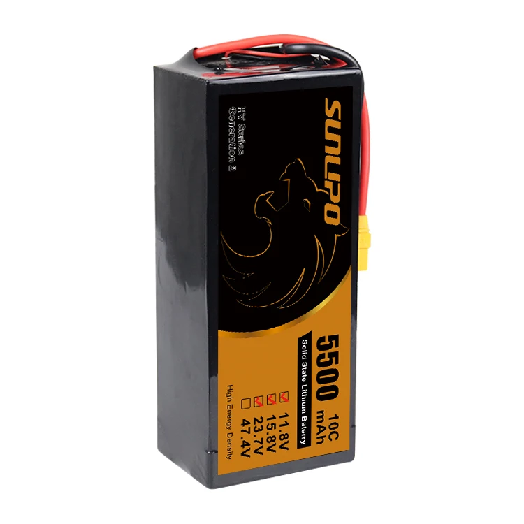 Sunlipo Best Price High Voltage Solid State Lipo battery for Drone UAV 5500mAh 3S 6S 12S 5C 10C for agriculture fire UAV