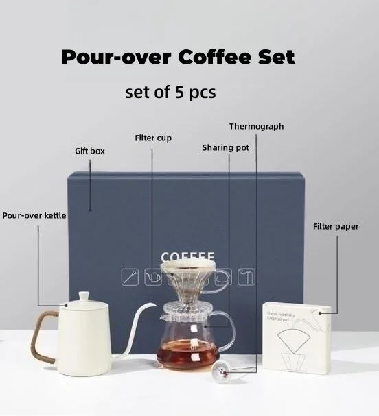 5 PCS 7 PCS Premium Box Outdoor Travel Drip Coffee Coffee Set Gifts Set with Manual Coffee Grinder Filter Kettle Gift Set