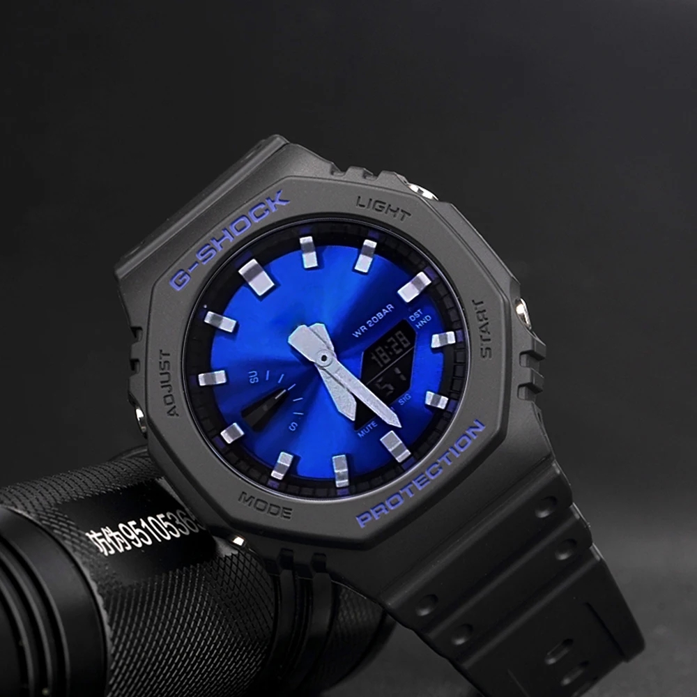 New DIY Light Blue Watch Dial Modification Dial for GA 2110 Watch Accessories for GA2100 Watch Dial Scale Ring