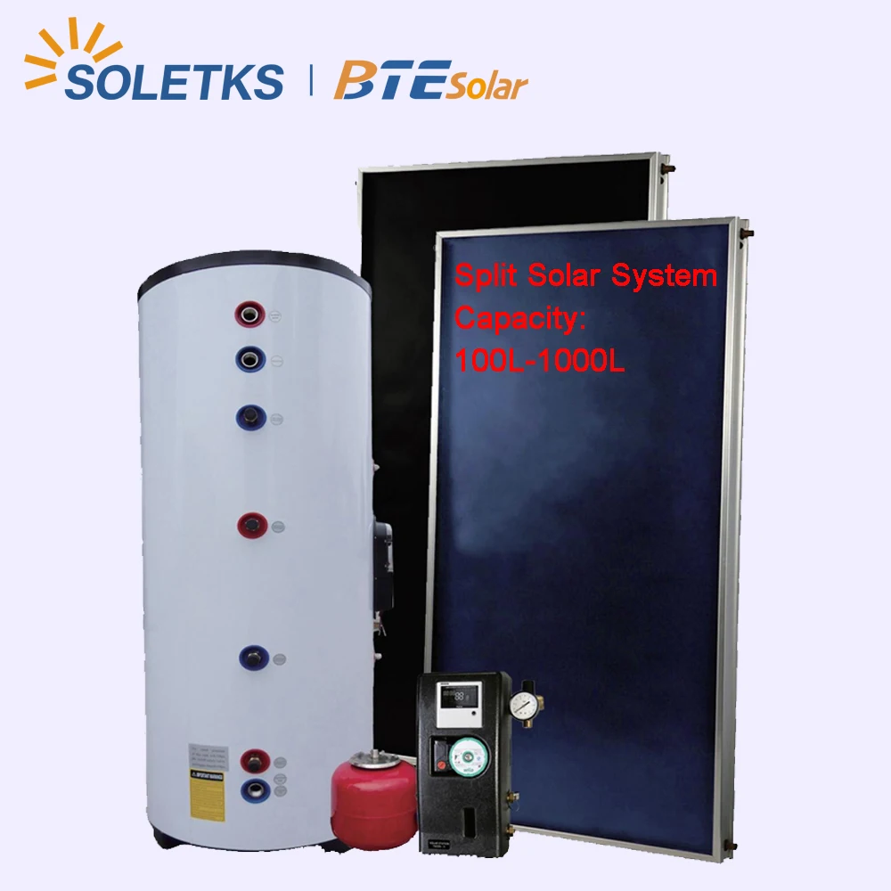 Soletks 200L,300L,500L,1000L  Hot Sale Split Hot Water Heater System for Home Pool Solar Heating