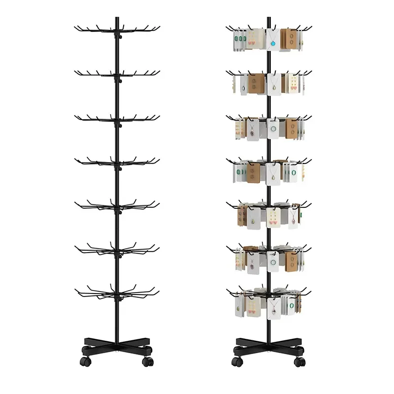 Metal 7 Tiers Spinner Display Rack Jewelry Keyring Sock Rotating Display Rack