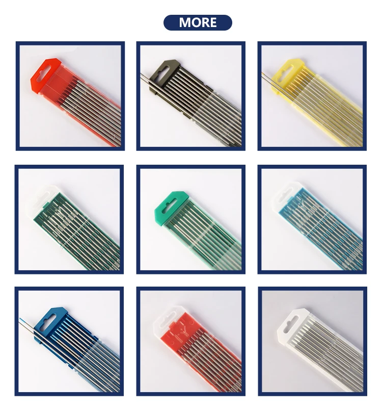 Customized WT20 Red Thoriated WL15 Gold Lanthanum WZ8 White Zirconiated Pure TIG Welding Tungsten Electrode