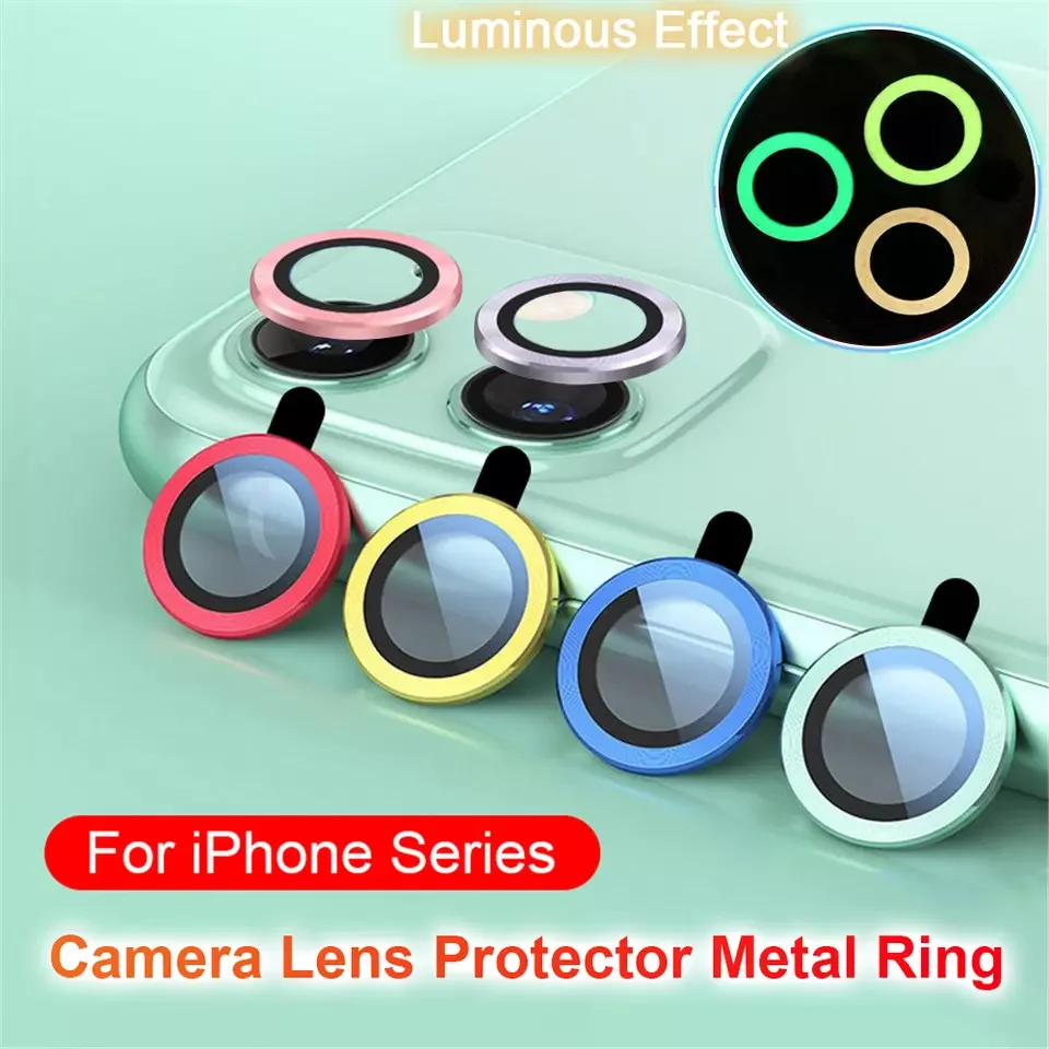 Anti-scratch Luminous Camera Lens Protector for iPhone 14 pro max Colorful Protector Film for Mobile Tempered Glass