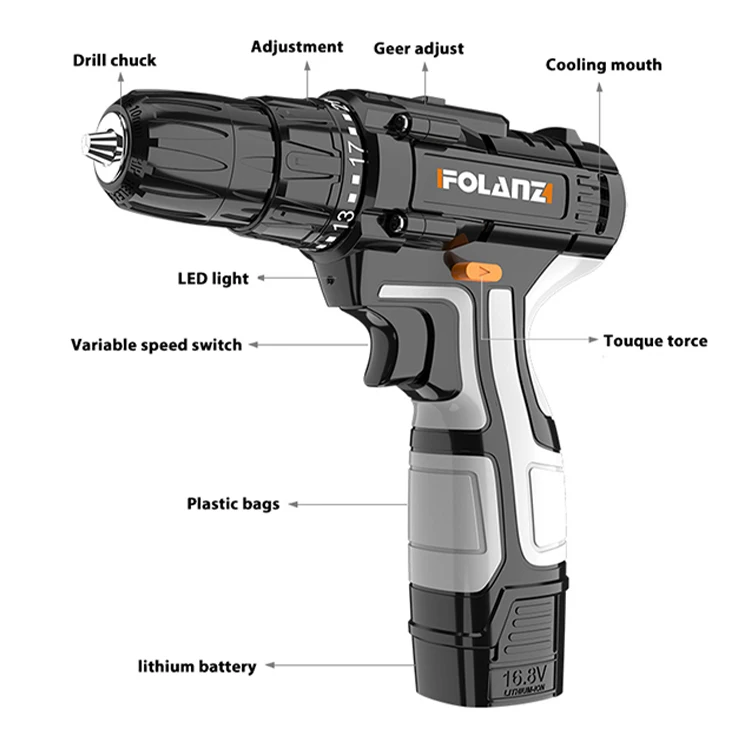 34pcs Wholesale Multifunctional 25V 7500MAH Cordless Electric Tool Combination Set Variable Speed Drilling Rig Customizable OEM