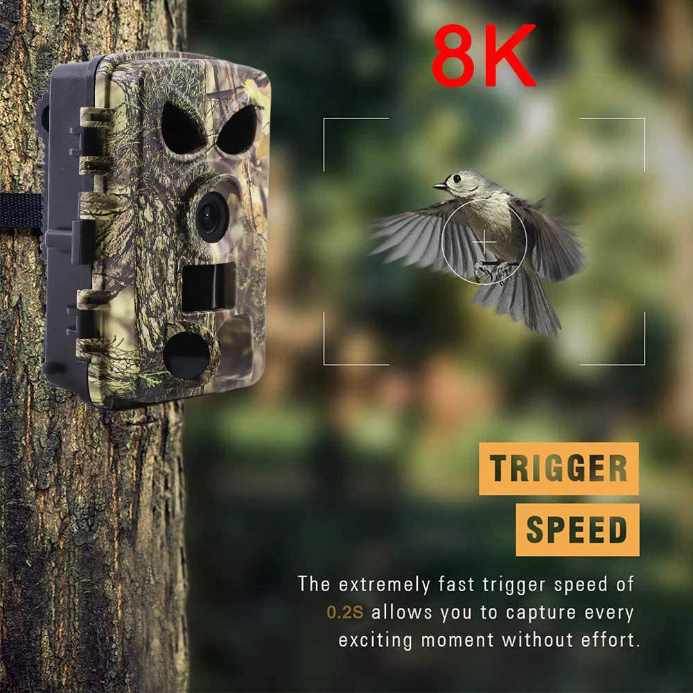 Outdoor Night Vision Wifi Trail Camera With APP 8K 60MP Wildlife Security Hunting Trail Game Camera with WIFI
