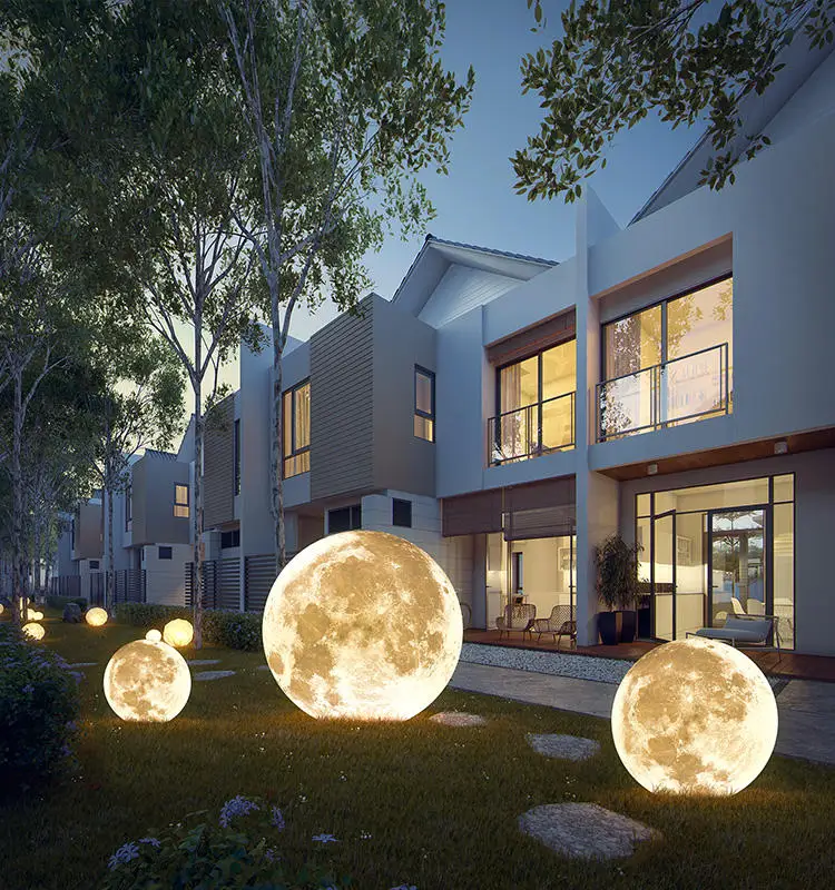 Outdoor 3D LED Garden Light Warm White Resin Body Waterproof Solar Cable for Ground House Patio Lawn Backyard Pathway Walkway