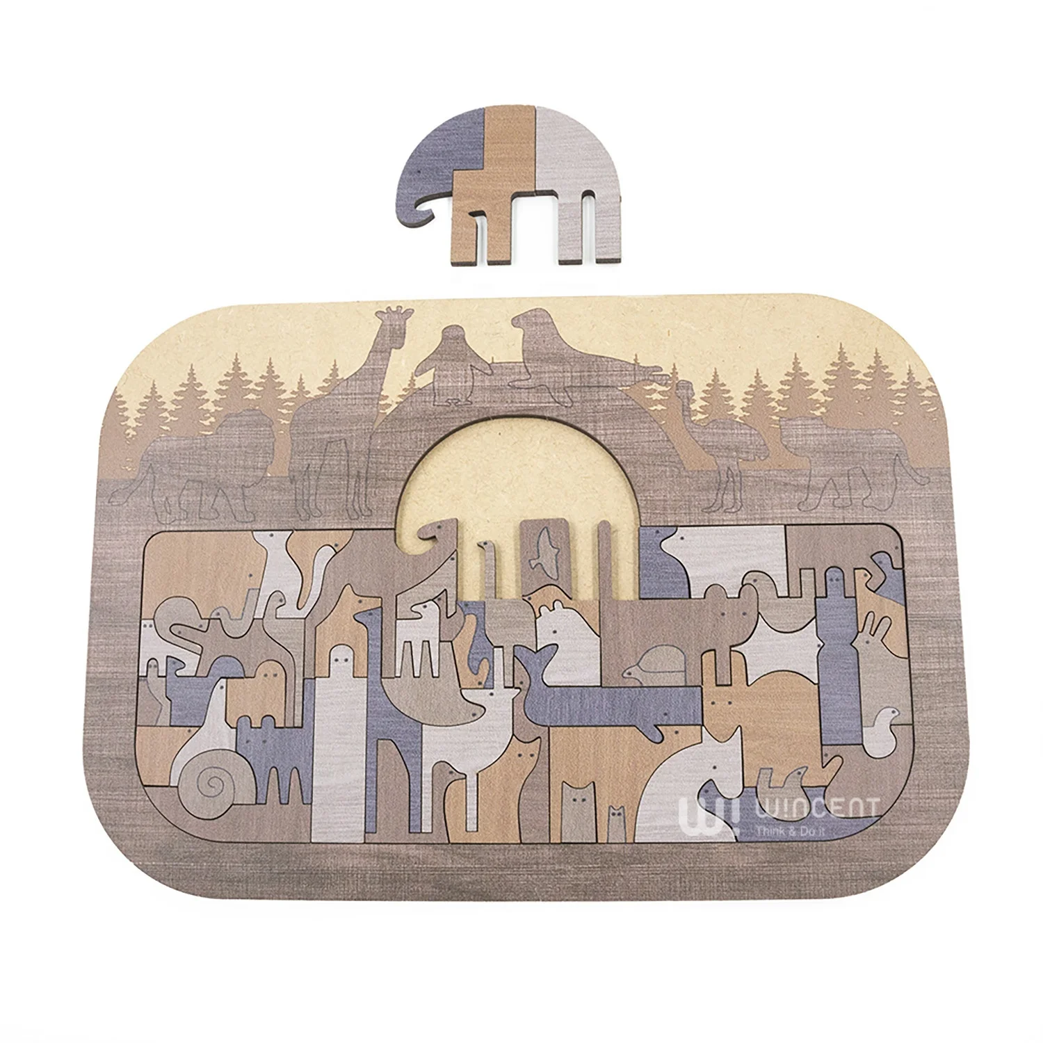 Irregular Shape Puzzle Animal Jigsaw Puzzles Mini Brain Teasers Wooden Challengable Mini Wood for Adults Envelope Wooden Toys