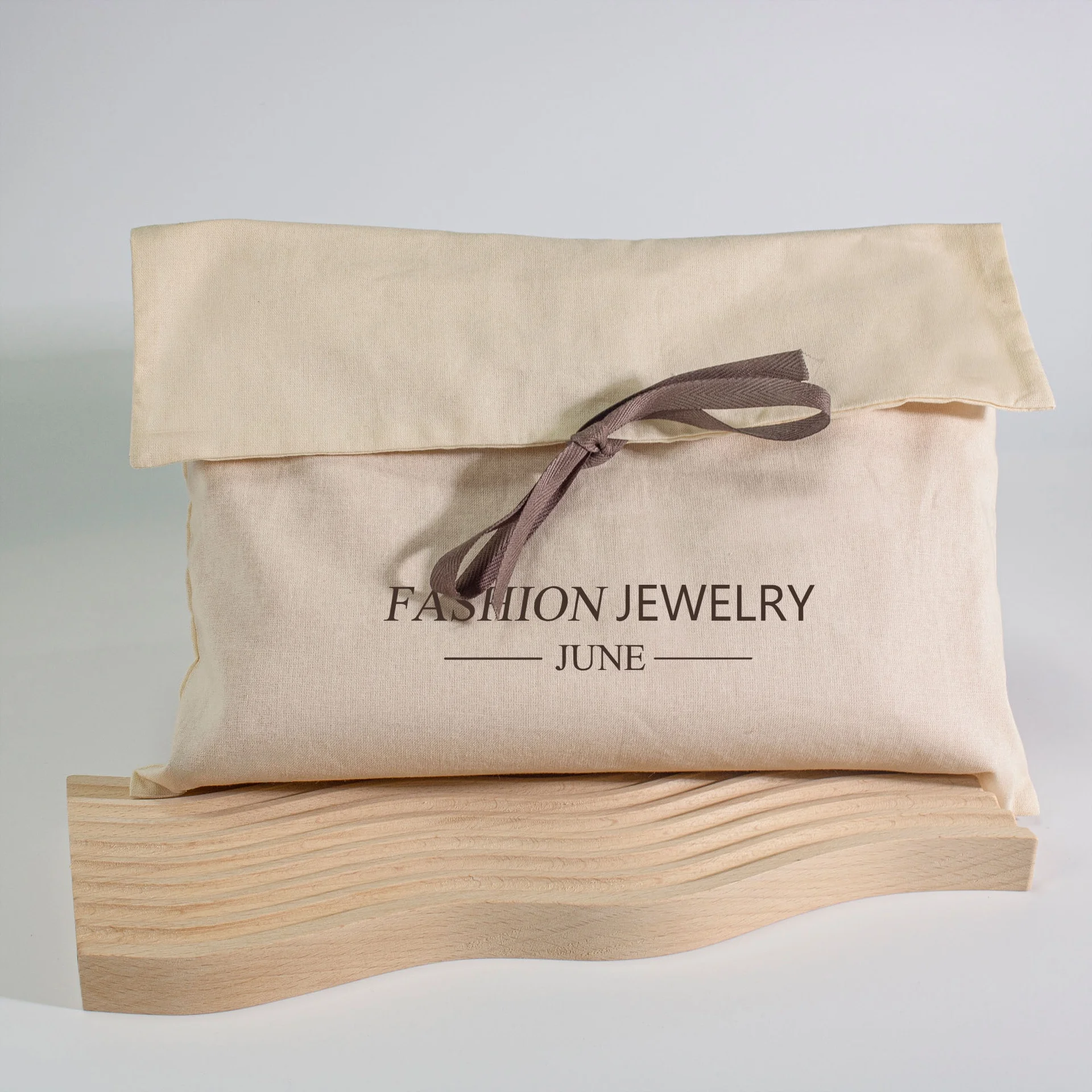 Custom Logo Printed Herringbone Cotton Envelop Dust Bag For Handbags Belts Packaging