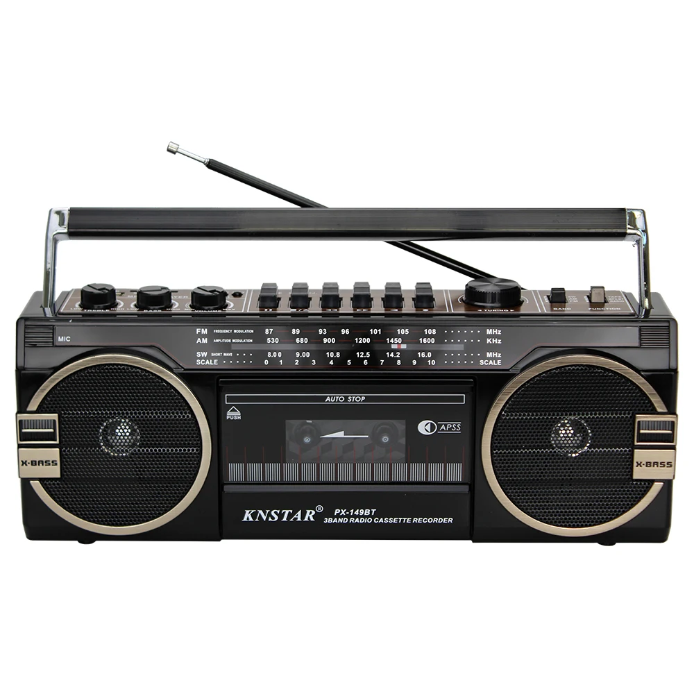 2022 double speaker cassette recorder player fm am sw radio AC DC wireless speaker PX-149BT