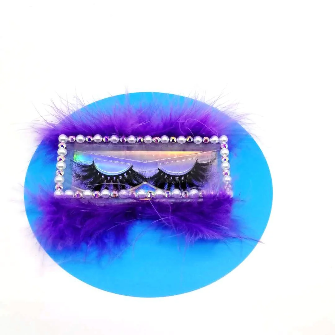 pearl  lash box package for human hair eyelashes own logo private label stones feather light remy brazilian lower case