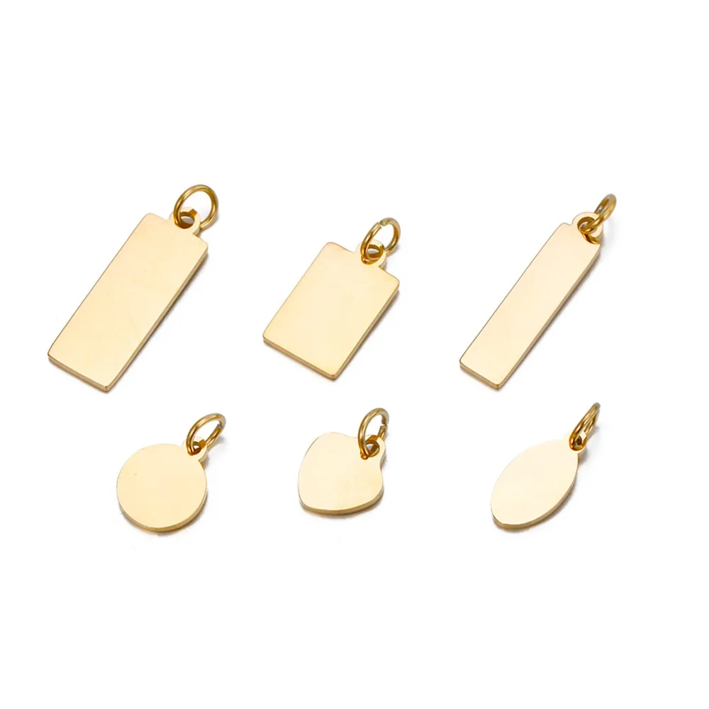 Free Logo 316L Stainless Steel Jewelry Findings Blank Small Brand Logo Custom Engraved Logo Charms Tags for Bracelets Necklaces