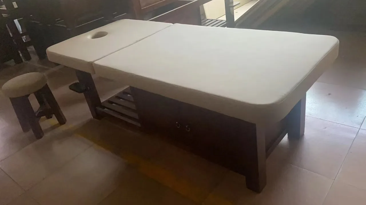 Electric Adjustable Modern Design Wood Leather Massage Table Therapy Facials Hair Salon Living Room Bedroom Spa Salon Gym Use