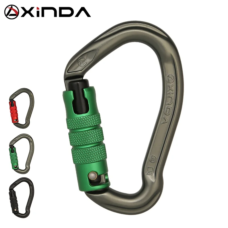 XINDA CE UIAA certified 25kN large opening 7075 aluminum triple lock twist carabiner for climbing working at height