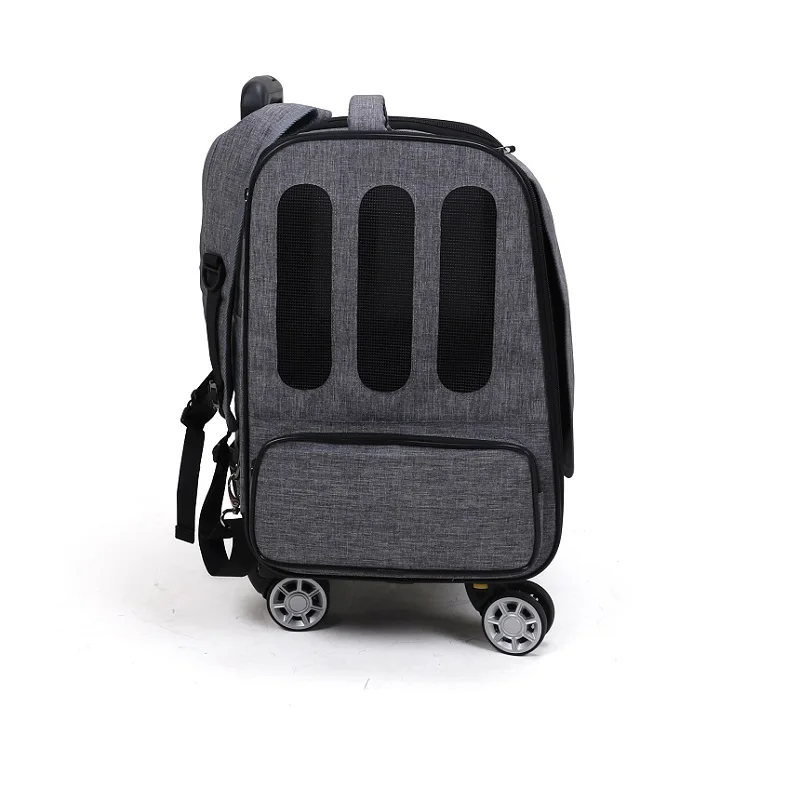 factory wheel dog pet trolley case travel transport cart bag backpack with wheels trolley for dogs and cats