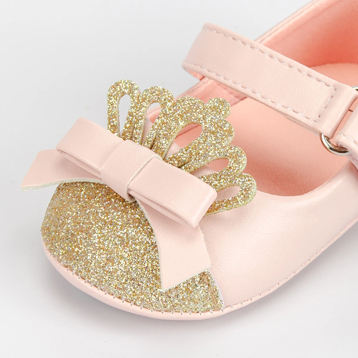 Baby Girl Infant Bling Princess Shoes Anti-Slip Rubber Soft Sole Baby Dress Shoes Light Leather Cotton