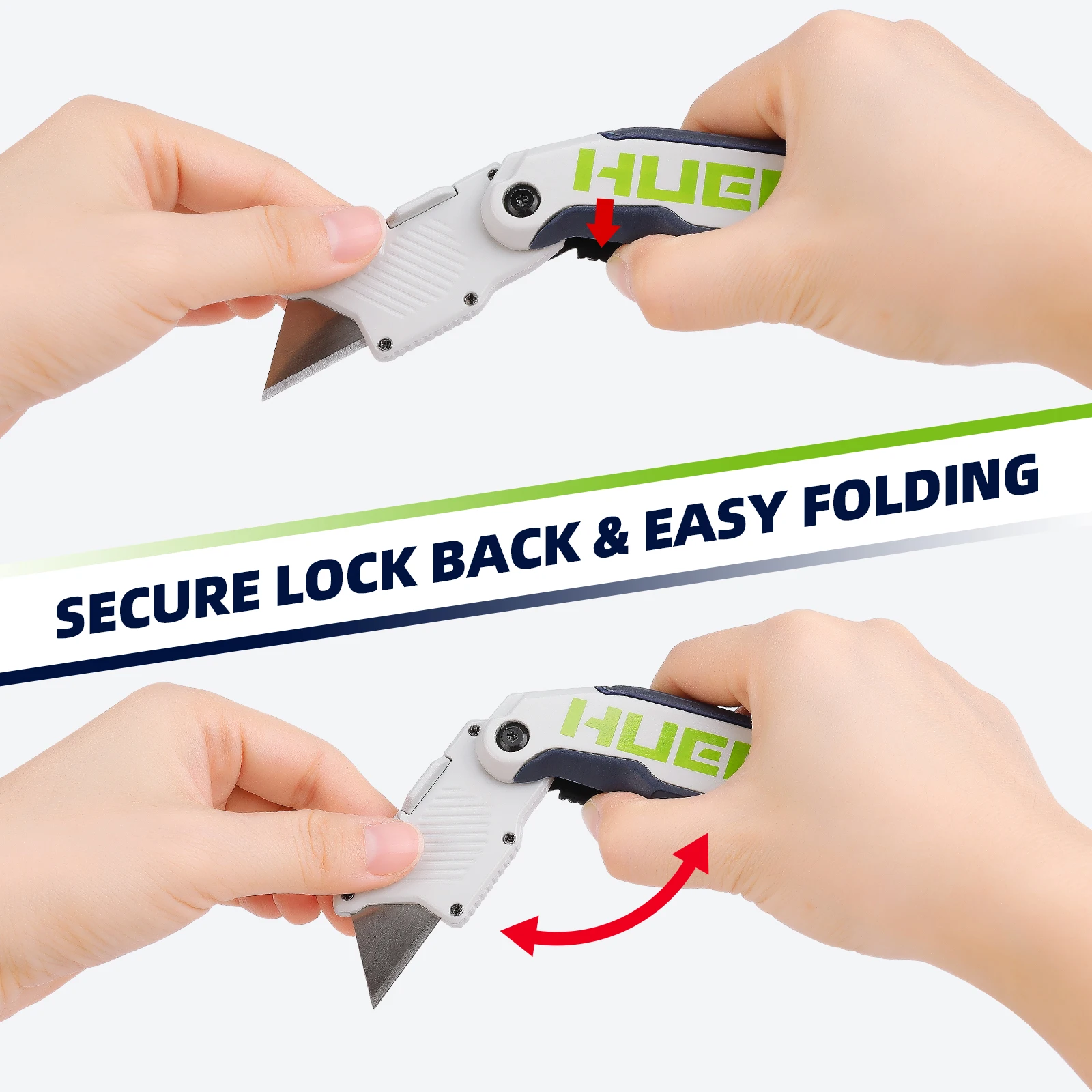 Huepar HUK1 Paper Cutter Folding Knife Pocket Heavy Duty Retractable Utility Knife