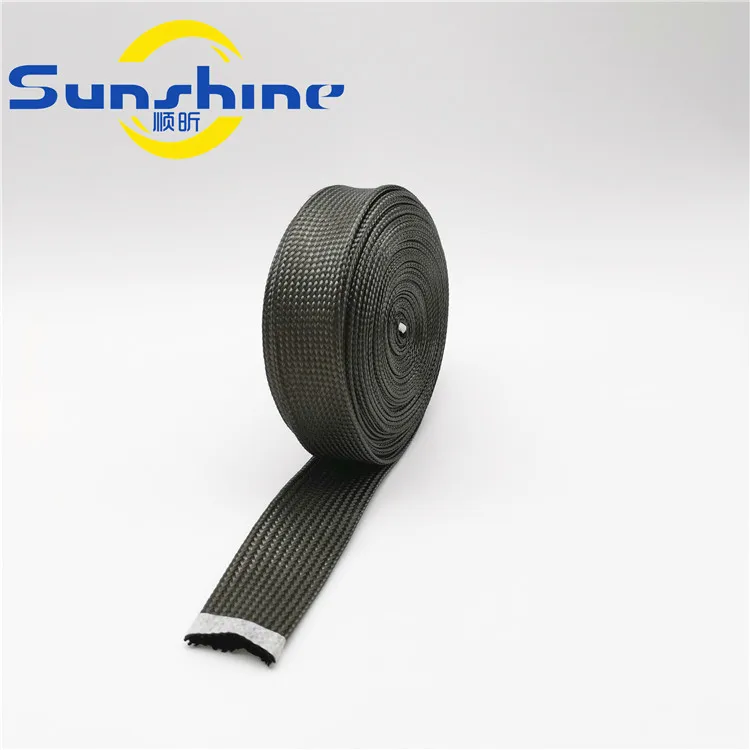 
high quality heat resistant carbon kevlar fiber braided sleeve for wire and cables 