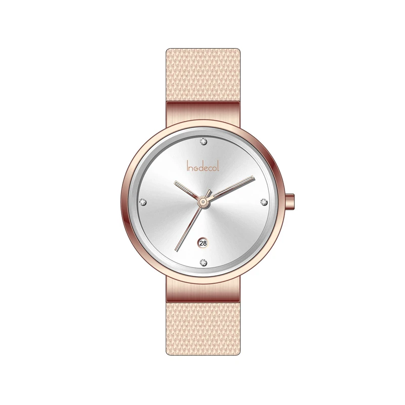  INGDECOL Top quality all stainless steel lady diamond watch minimalist