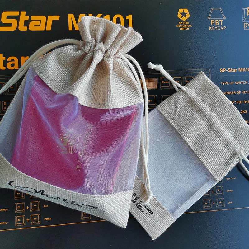 Wholesale custom logo printed drawstring jute bag pouch natural burlap Linen hessian drawstring bag