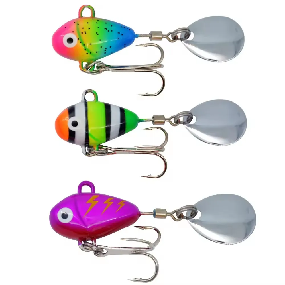 Hot Sale Metal Mini Vibration Fishing Lure12g 5cm VIB Hard Bait With Spoon Submerged Rotating Sequin Bionic Bait Fishing lure