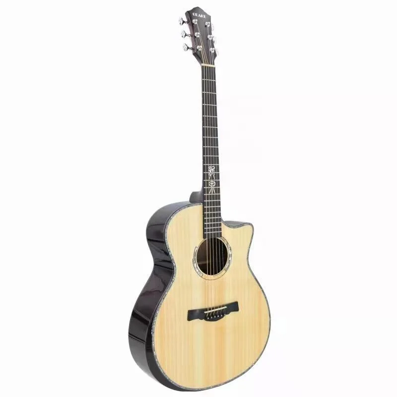 Geake Longquan All-Solid High Quality Acoustic Guitar with Adirondack Spruce Top 15 Years Old Gloss Finish Wholesale